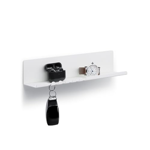 byde Helke Wandregal 30 x 6 x 6 cm 5 Haken und Kabelhalter, Hängeregal aus...