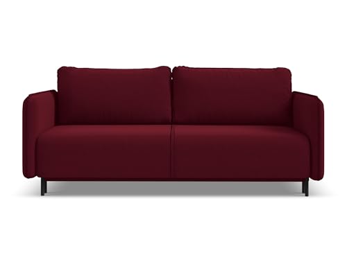Luana 3-Sitzer Sofa mit Schalffunktion in Rot - Schlafsofa mit Bettfunktion aus Samt, modernes Japandi & Skandi Design für Wohnzimmer, Oeko-Tex Zertifiziert 226x92x90 cm, bis 350 kg belastbar – Bild 3