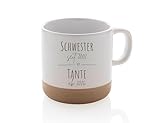 GRAVURITE - Gravierte Tasse Schwangerschaft verkünden Du wirst Tante, Baby ankündigen, Überraschung Nachwuchs, Du wirst Onkel, Personalisierte Kaffeetasse, Keramik, Modern (Glanzweiß)