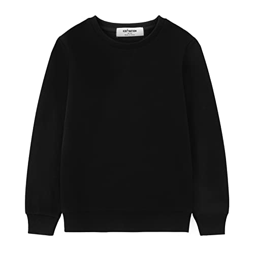 Kid Nation Kids Slouchy Soft Brushed Fleece Casual Basic Crewneck Sweatshirt for Boys or Girls L Black