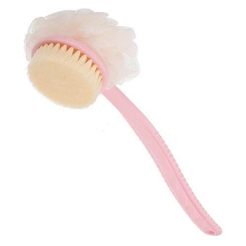 2 IN 1 BODY BRUSH & BACK BRUSH lufa Bath Brush with 2-in-1 Bristles and Loofah Back Scrubber Bath Mesh Sponge with Curved Long Handle for Wet or Dry BATH BRUSH LUFA-image-27