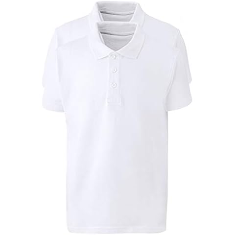 Panzy 2 School Boys Quality White Short Sleeve Polo Shirt Age 3-9yrs (8-9 yrs, White) Cover