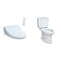 TOTO WASHLET C5 Electronic Bidet Toilet Seat (Cotton White) Bundle with TOTO Drake Two-Piece Elongated Toilet (Cotton White)