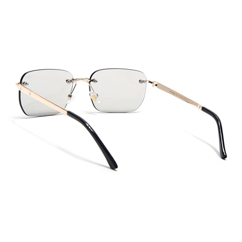 Image of Voyage Rimless Polarized Sunglasses for Men & Women (Black Lens | Black Frame - MG7601)