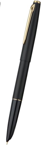 Image of GOLD LEAF Jinhao 911 Matte Black Fountain Pen - Extra Fine Nib, Classic Metal Body, Smooth Writing with Ink Converter. (Matt Black With Gold Clip)