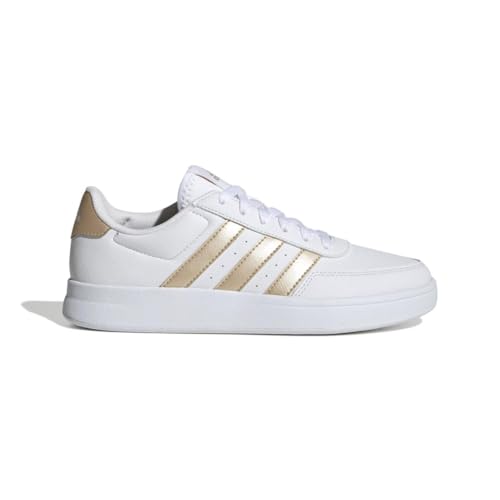 adidas Tênis feminino Breaknet 2.0, Branco/Ouro Maravilha Metálico/Branco, 39