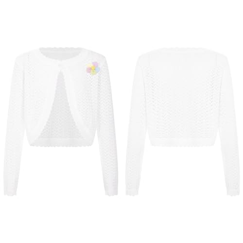YiZYiF Little Girls' Button Closure Bolero Cardigan Shrug Long Sleeve Dress Cover Up Knit Sweaters School Uniforms