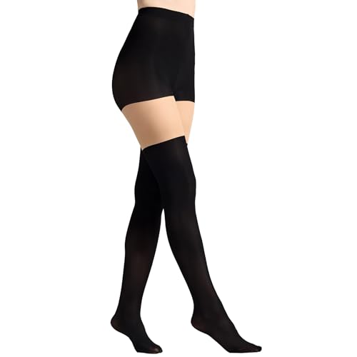Faux Thigh High Stockings for Women Opaque Tights Mock Over the Knee Goth Tights Fake Sheer Pantyhose