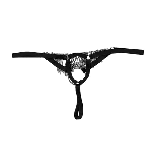 Men'S Sexy Thong Pouch Underwear Seamless Chain Ring G-String Low Rise Butt-Flaunting Stretch Jock-Straps