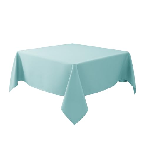 Biscaynebay Square Tablecloth 90x90 Inch-Auqa Blue Card Fabric Table Cover-Folding Table Cloths Linen Water Resistant Washable for Kitchen Dining Picnic Patio Outdoor Party Restaurant Tables