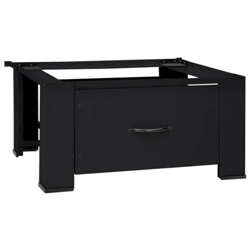 Teenpull Pedestal de acero negro para lavadora, 64 x 55 x 32,5 cm, con patas ajustables para baño y lavandería, base antivibración con alfombrilla antideslizante