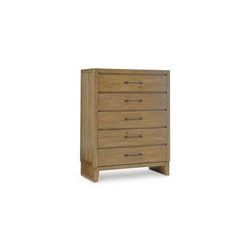 Signature Design by Ashley Sherbana Casual 5-Drawer Chest of Drawers with Safety Stop and Felt-Lined Top Drawer, Light Brown -  Ashley Furniture Industries, B833-46