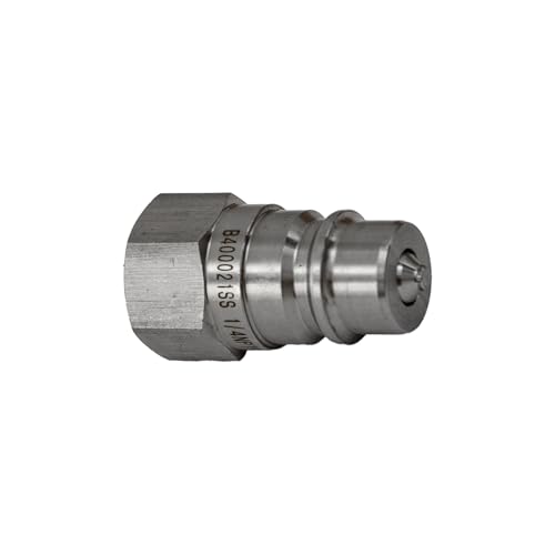 Image of Buyers Products B400021SS Stainless Steel Hydraulic Coupler, Male, SST, 1 /4in NPTF, 1 /4in BODY, Sleeve-Style Coupler, Leak-Free Connection