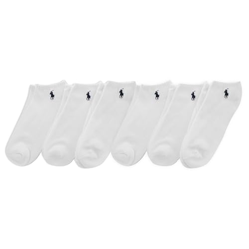 POLO RALPH LAUREN Men's Classic Sport Solid Socks 6 Pair Pack - Cushioned Cotton Comfort, White, 6-12.5
