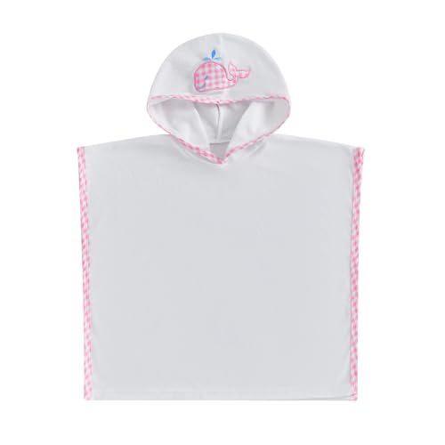 Toddler Boys Girls Hooded Poncho Towels Beachwear Sea Animal Embroidery Whale Terry Beach Swim Cover Up Swimwear (Pink, 2-3T)