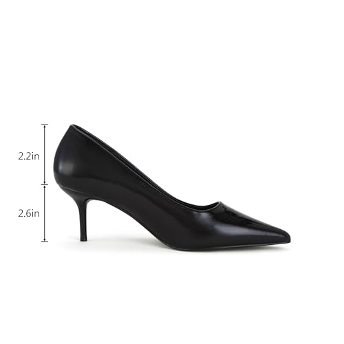 Women's Low Kitten Heels 2.6 Inch Closed Pointed Toe Heels Shoes Slip On Classic Office Dress Pumps2