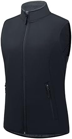 TOWN&FIELD Women's Lightweight Vest Softshell Sleeveless Jacket Outerwear Stand Collar Zipper Pockets Running Hiking Golf Travel(Black,S)