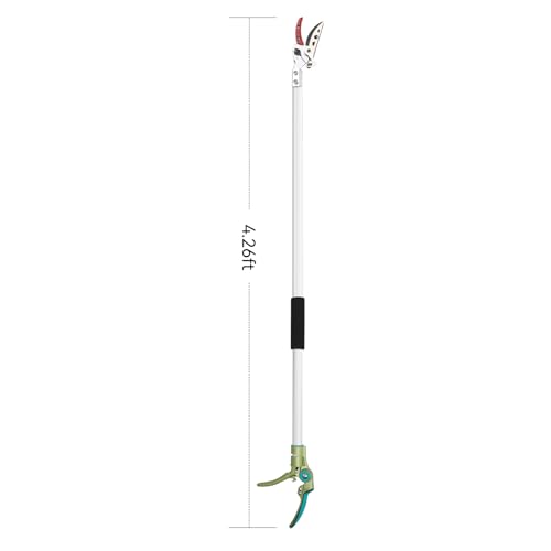 Image of LeafLux Tree Pruner for Garden, Cut Capacity 1 /2 Inch & Hold Pole Pruner, Lightweight Fruit Picker with Non-slip handle, Long Reach Tree Branch Cutter with Aluminum Pole, 4.2 FT| LFX112