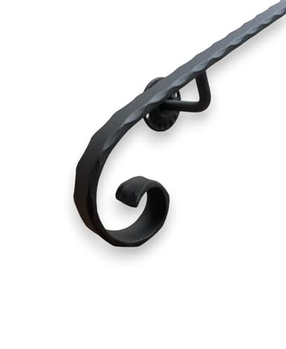 Corrimano in Ferro Mod. Certosino - Lunghezze da 50 cm a 400 cm - adatto per l'arredamento della casa interno/esterno, sez.30x10 mm, Made in Italy (Nero Antracite, 50 cm)