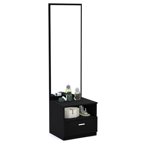 Image of MAMTA DECORATION Engineered Wood Dressing Table with Mirror & Storage Wooden Vanity Table for Bedroom, Living Room & Home Use (Wenge Black Finish)