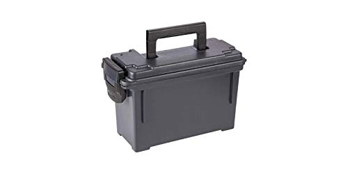 Plano Field Ammo Box .30 Caliber, Black, Lockable Ammunition Storage Box with Heavy-Duty Carry Handle, Small Plastic Ammo Crate, Water-Resistant Protection, Holds 6-8 Boxes of Ammo