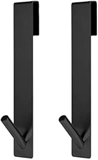 AIEX 2pcs 7 Inch Shower Glass Door Hooks, Stainless Steel No-Drilling Extended Towel Hanging Hooks over Frameless Shower Door for Bathroom-Black