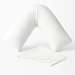 4AS V Pillow with Pillowcase – Hypoallergenic & Orthopedic V Shaped Pillows for Ultimate Comfort – Ideal for Maternity, Nursing, and Relaxation (White – 75X35cm)