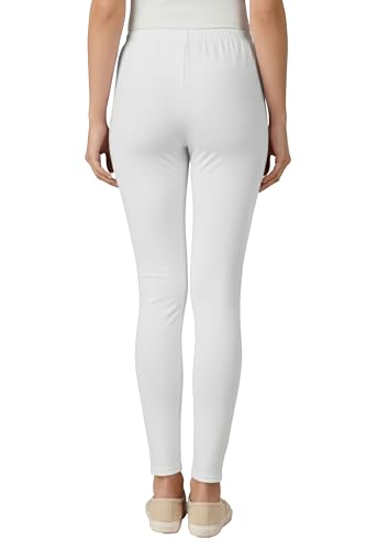 Image of Women's Cotton Lycra Ankle Length Leggings | Regular Rise, Soft 4 Way Stretch Fabric | Casual & Ethnic Wear