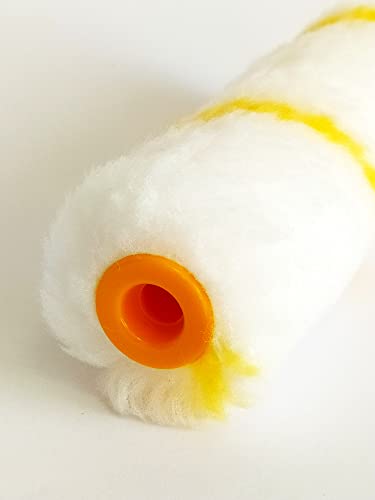 Quercos. Pack 10 Manchons Mini Rouleaux Pattes de Lapin rayées Jaune | Polyamide 11 cm | Peinture plinthes radiateurs surfaces lisses ou semi-lisses. Décoration murale plafond – vue 5