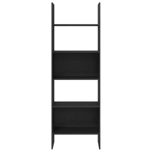 Librería de aspecto roble negro estantería de pie moderna de madera 6