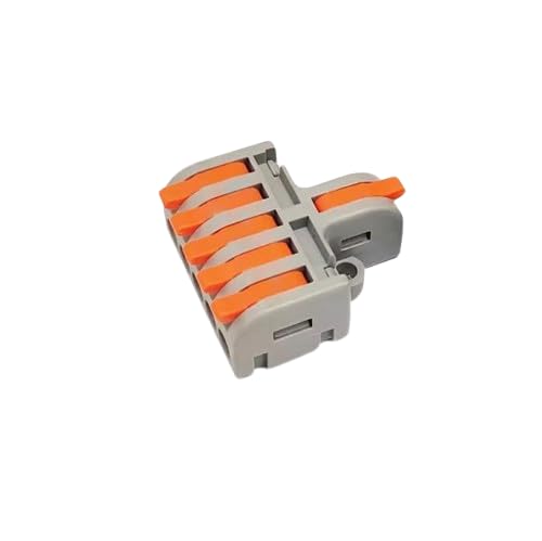 Image of POWER CONNECT 1 in 5 Out Quick Wire Connector, Speed Wire Releasable Electrical Connector, Secure & Removable, Effortless (Set of 5) Orange