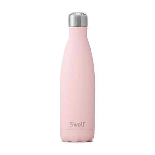 S'well Stainless Steel Water Bottle, 17oz, Pink Topaz, Triple Layered Vacuum Insulated Containers Keeps Drinks Cold for 36 Hours and Hot for 18, BPA Free, Perfect for On the Go