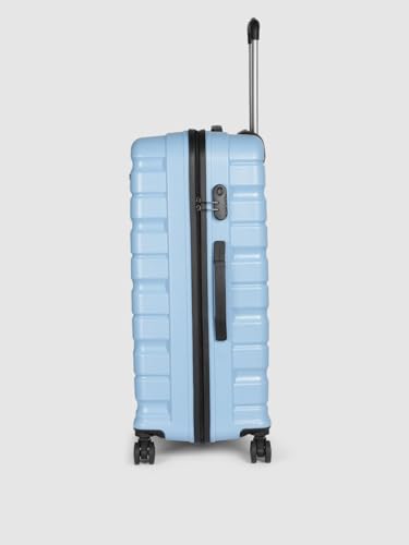 Image of Teakwood Unisex Trolley Bag for Travel, Hard Cabin Trolley Suitcase Bag, Numver Lock System 360 Degree 8 Rotating Wheels | Set of 3 (55, 65, 76 CM, Powder Blue)