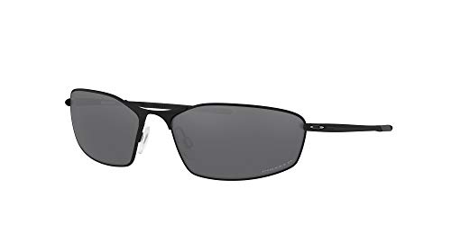 Oakley Men's OO4141 Whisker Oval Sunglasses, Matte Black/Prizm Black Polarized, 60 mm2