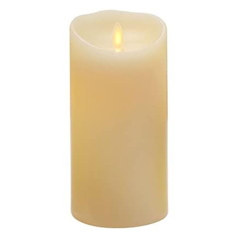 Flameless Candle Battery Operated Electric LED Pillar Candle with Remote and Timer Function, Real Wax Candle with Realistic Dancing and Flickering Moving Wick, Vanilla Scented,3.5"x 7",Ivory Cover