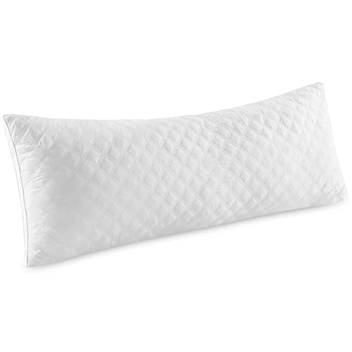 Leeden Luxury Body Pillow with Additional Cotton Pillowcase - Adjustable Loft Long Pillows for Adults and Pregnancy - Soft Fluffy Pillow Insert - Hug Pillows for Sleeping, 21"x 54", White-Side