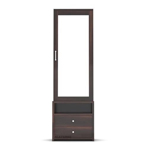 Image of Sheesham Wood Dressing Table with 2 Drawer Storage for Living Room Bedroom Wooden MackupVanities (Walnut Finish)