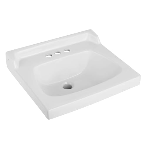 Image of Fine Fixtures Ceramic Bathroom Sink Top with Raised Back - Fits Standard 18 inch Vanity Sink Basin for Small Bathroom Vanity (20 inch x 18 inch), High Gloss Finish, 3 - Hole Faucet Compatible.
