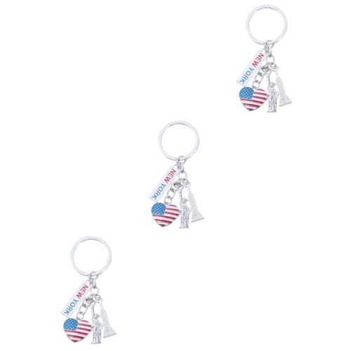 Healeved 3 Piezas Colgante Llavero Estatua Libertad Metálico para Mochila Diseño Día Independencia Accesorio Decorativo para Bolsos y Mochilas Recuerdo Turístico Usa