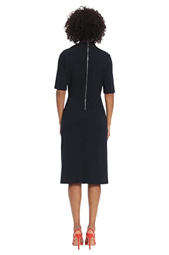 Maggy London Women's Side Pleat Dress with Asymmetric Neck and Elbow Sleeves3