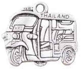 سلسلة مفاتيح فضية عتيقة من ماي سوق-ستور، سلسلة مفاتيح بمشبك AA461 تايلاند توك تاكسي