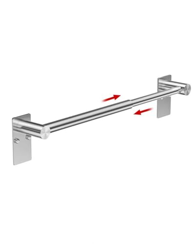 WZAKLY Adhesive Towel Rail, 31-49cm Adjustable Towel Holder, Brushed Nickel