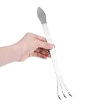 Pond Rake Aquatic Weed Rake, Stainless Steel 3-Prong Root Rake, Bonsai Tree Tools with Ergonomic Handle for Loosening Soil