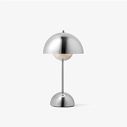 Kabellos Touch Control Tischlampe, 3 Farben Dimmbare Wiederaufladbare LED Tischlampe, Dekorative Nordeuropa Flowerpot Schreibtischlampe für Schlafzimmer Wohnzimmer Restaurant Bar (Silber)
