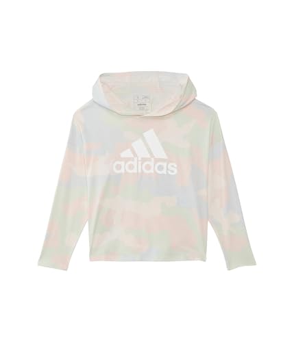 adidas Girls' AOP Long Sleeve Curve Hem Hooded Tee (Big Kid)
