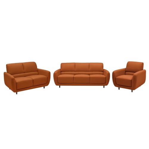 Image of Wakefit Sofa Set | 5 Year Warranty | Sofa 6 Seater, 6 Seater Sofa for Living Room, Wooden Sofa Set, Sofa Set 3+2+1 Seater - Solomon(Robin : Tan)