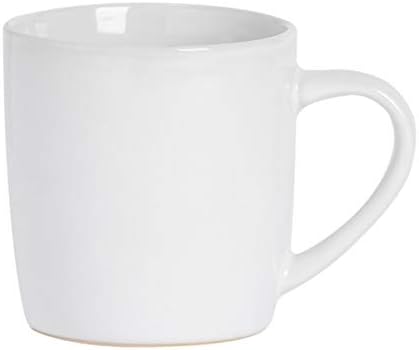 Argon Tableware Tea Coffee Mugs - 6pc Contemporary Coloured Ceramic Cups Set - 350ml - White - Pack of 6