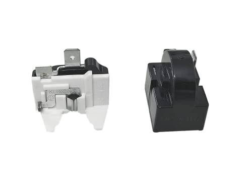 1 Pcs QP-02-4.7 PTC Refrigerator Start Relay 1 Pin Coolers Compressor Starter with 1pcs Refrigerator Overload Protector 1/2HP, （TWAITU）.