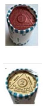 Bulk Lot of 50 Aluminum 1 Month and 2 Month AA Medallions Alcoholics Anonymous Chips, Red