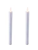 LED-Echtwachskerzen lang 2 Stück Schalter an der Flamme batteriebetrieben, 25 x 2 cm, Kerzenfarbe weiss Lichtfarbe warm weiß